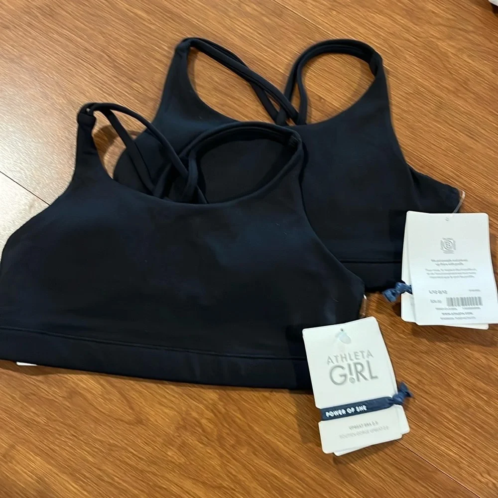 NWT Athleta Girl Bundle of two Upbeat Black Bras Size L/12